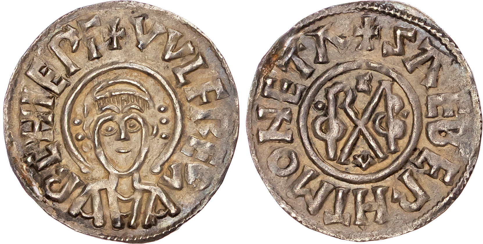 Archbishops of Canterbury, Wulfred (805-832), AR Penny, Group III, Regular Monogram type (c. 815-823).