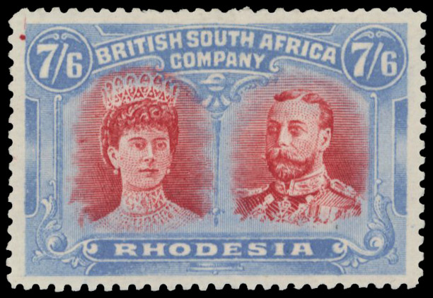 7s6d deep rose-red and grey-blue RSC C, position 13 printer's mark mint