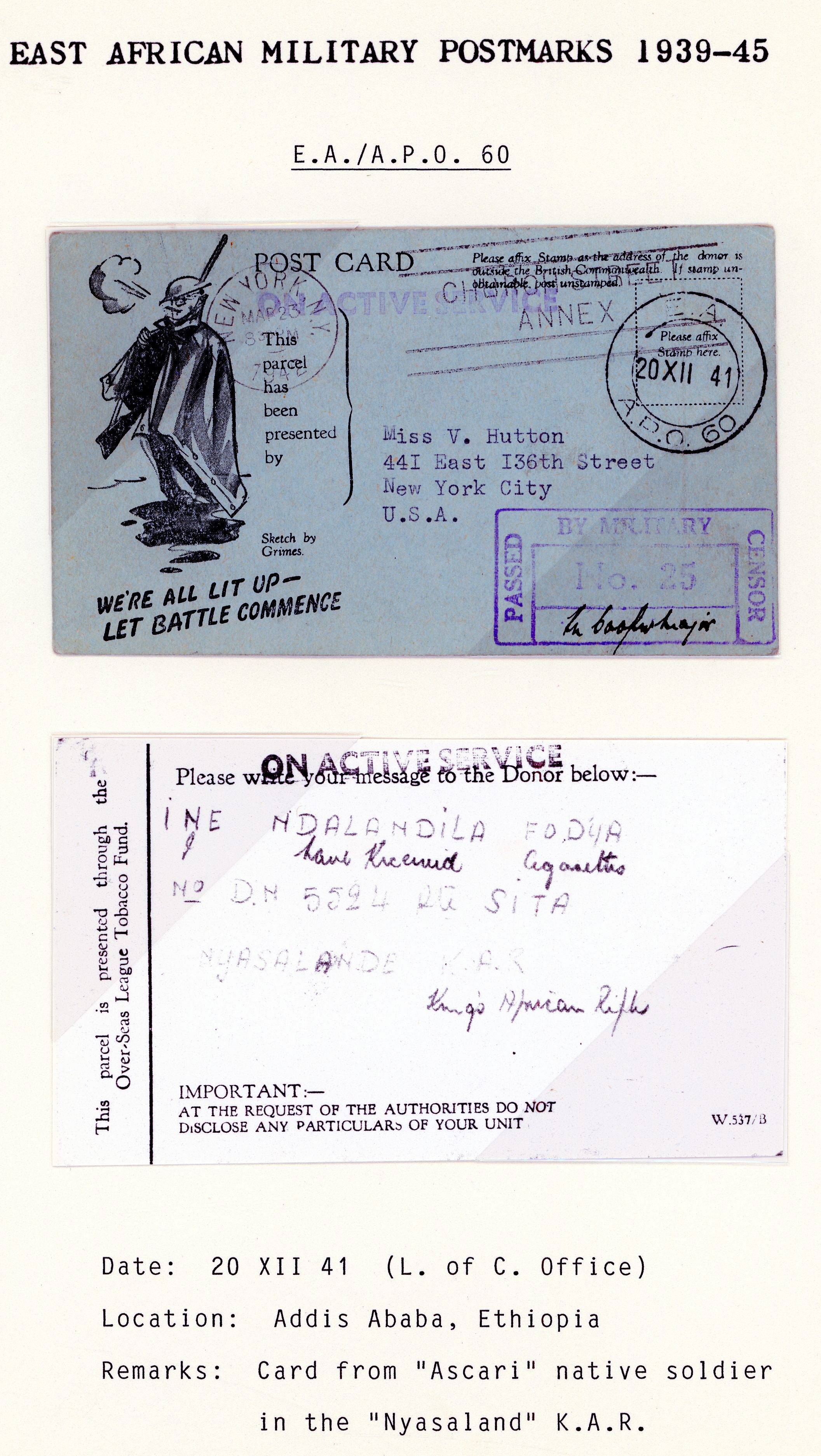 East Africa WW2 Ethiopia cards and covers