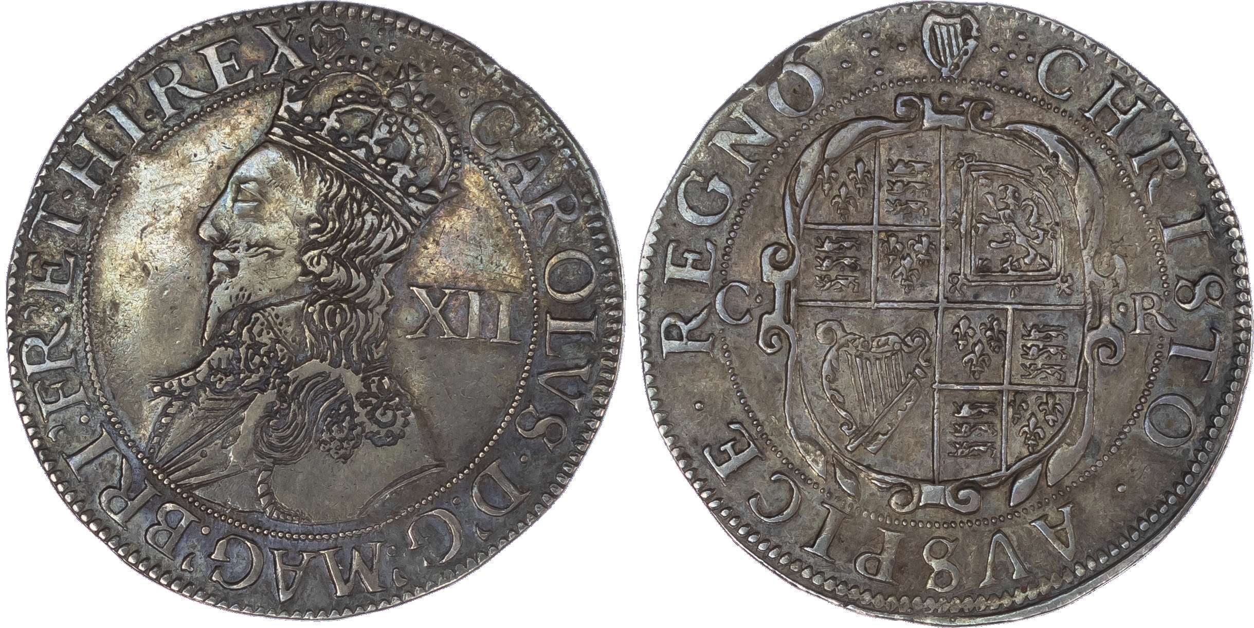 Charles I (1625 - 1649), ‘Fine Work’ Shilling, mm. harp, 1632 – 1633, Group 'D', Obverse Crowned bust of Charles left with
