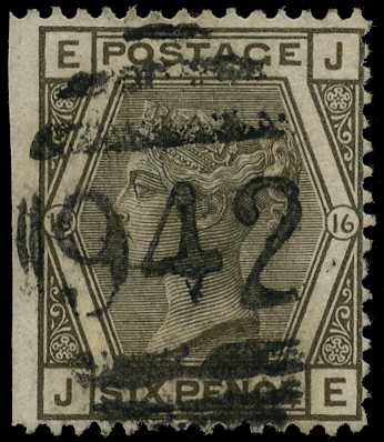GB Used Abroad; Cyprus. 1874-6 6d grey Plate...
