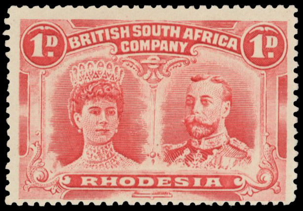 † 1d 'pale rosine' SG 124 variant, position 94 mint