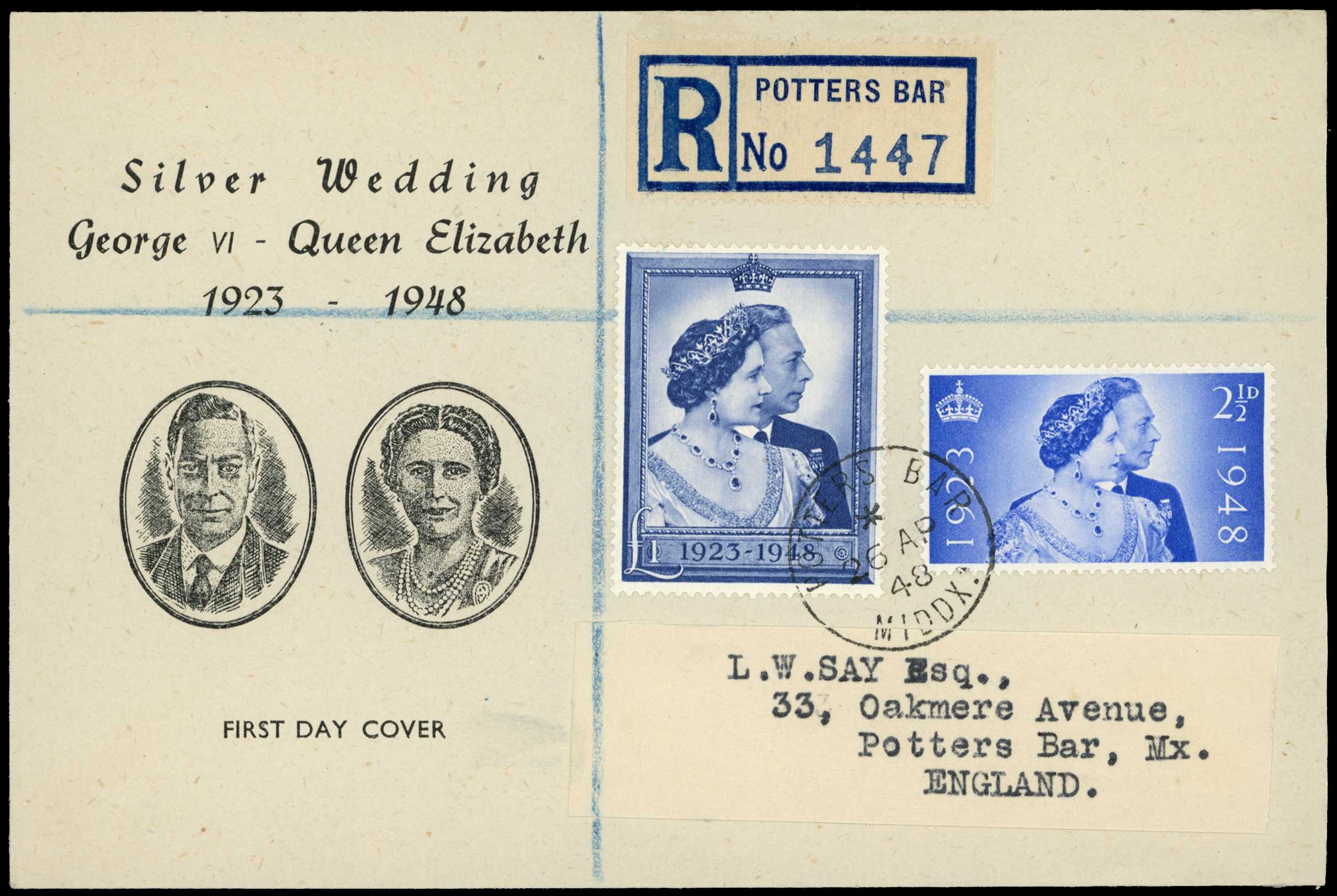 1948 (26 Apr) Royal Silver Wedding 2½d and...