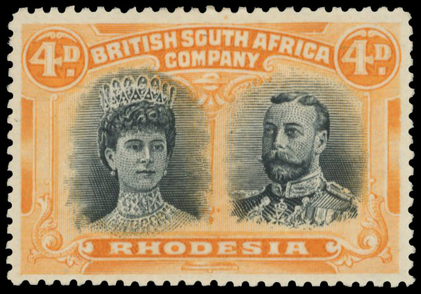 4d blue-black and yellowish orange RSC F, position 5 mint