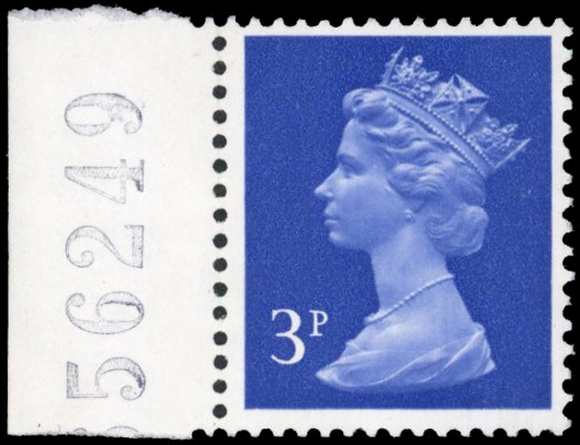 GB SG X855 1972 3p on phosphor coated paper, prepared for use but not issued