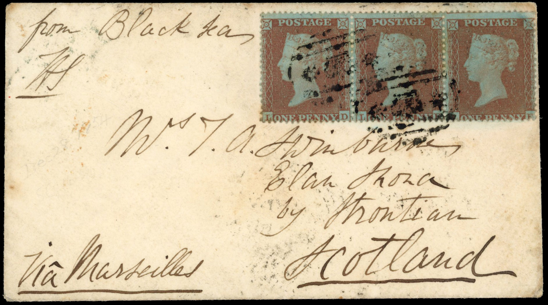 GB SG 17 1854 Crimean War cover to Scotland 