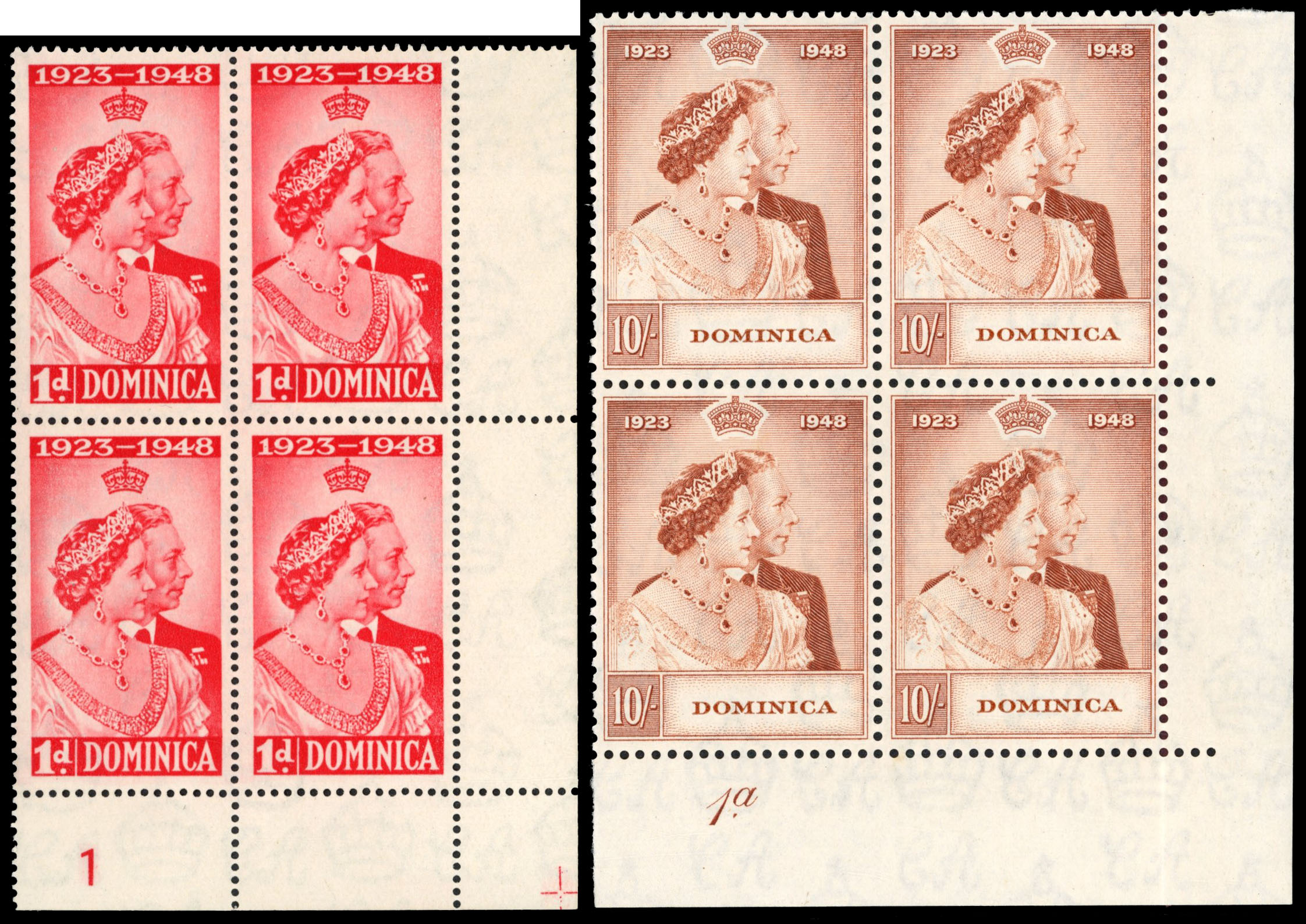 Dominica SG 112-3 Plate blocks mint