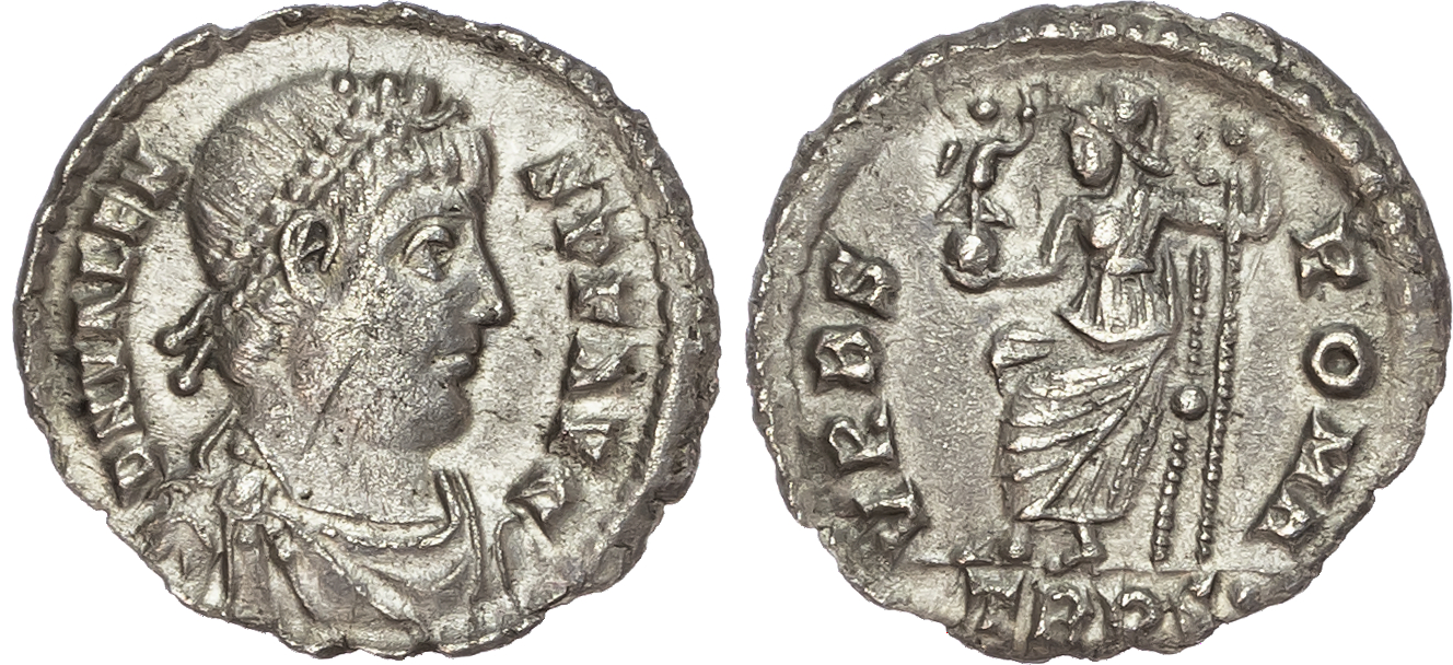 Valens (AD 364-378) AR Siliqua, Trier, AD 367-375, 1.84g. 