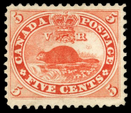 Canada SG 32 1859 5c deep red mint