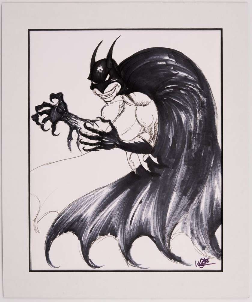 Simon Wyatt Original Hand Drawn Batman Ink And Pencil Sketches Dated 2009. Total 3
