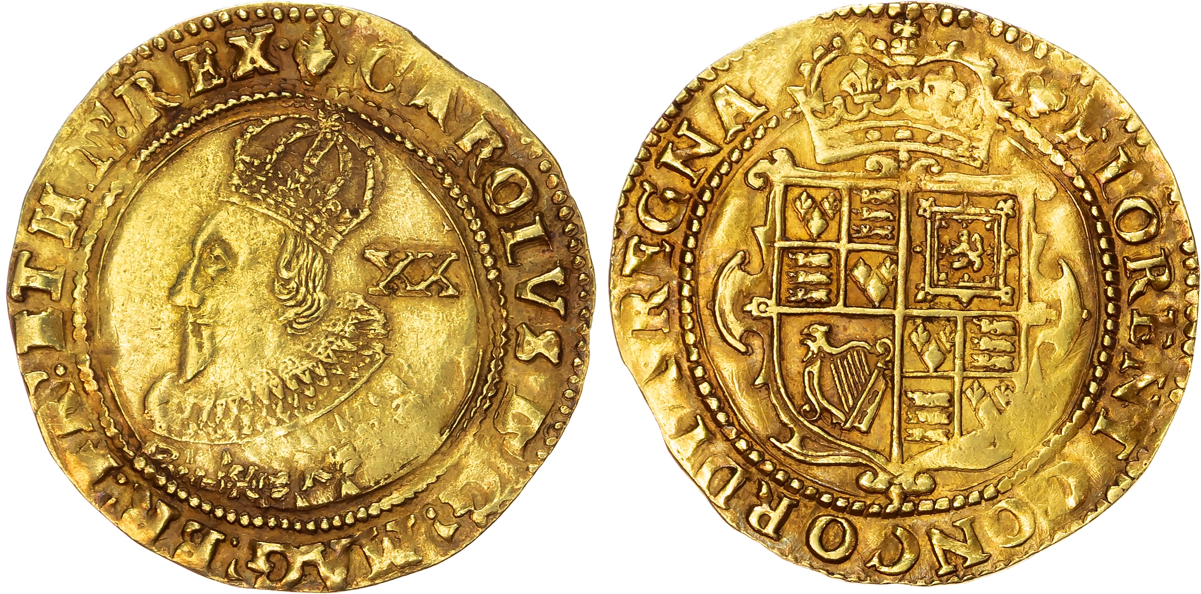 Charles I (1625-1649), Unite, Group A, Class II, Tower (under King), · mm lis. 