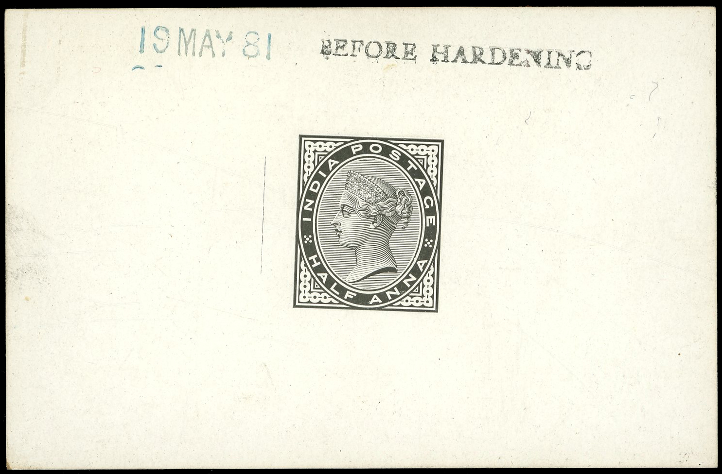 India SG 84 die proof with black line at left 