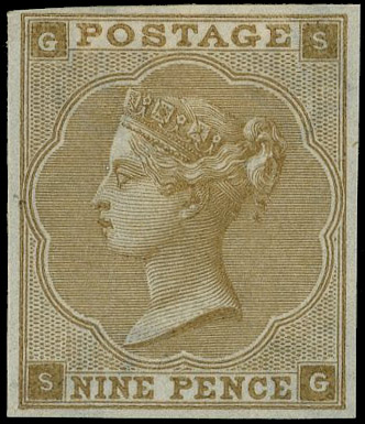 1862 9d Bistre Pl.2. Very fine unused imperforate imprimatur lettered SG. Scarce one of only 25 possible examples in pri…
