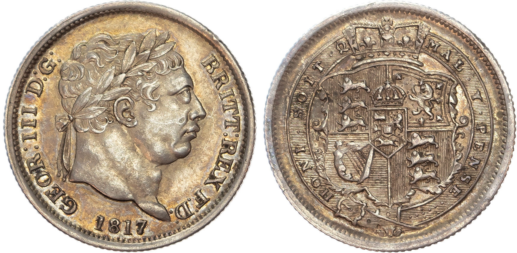 George III (1760-1820), Shilling, 1817, 'RRITT' flaw