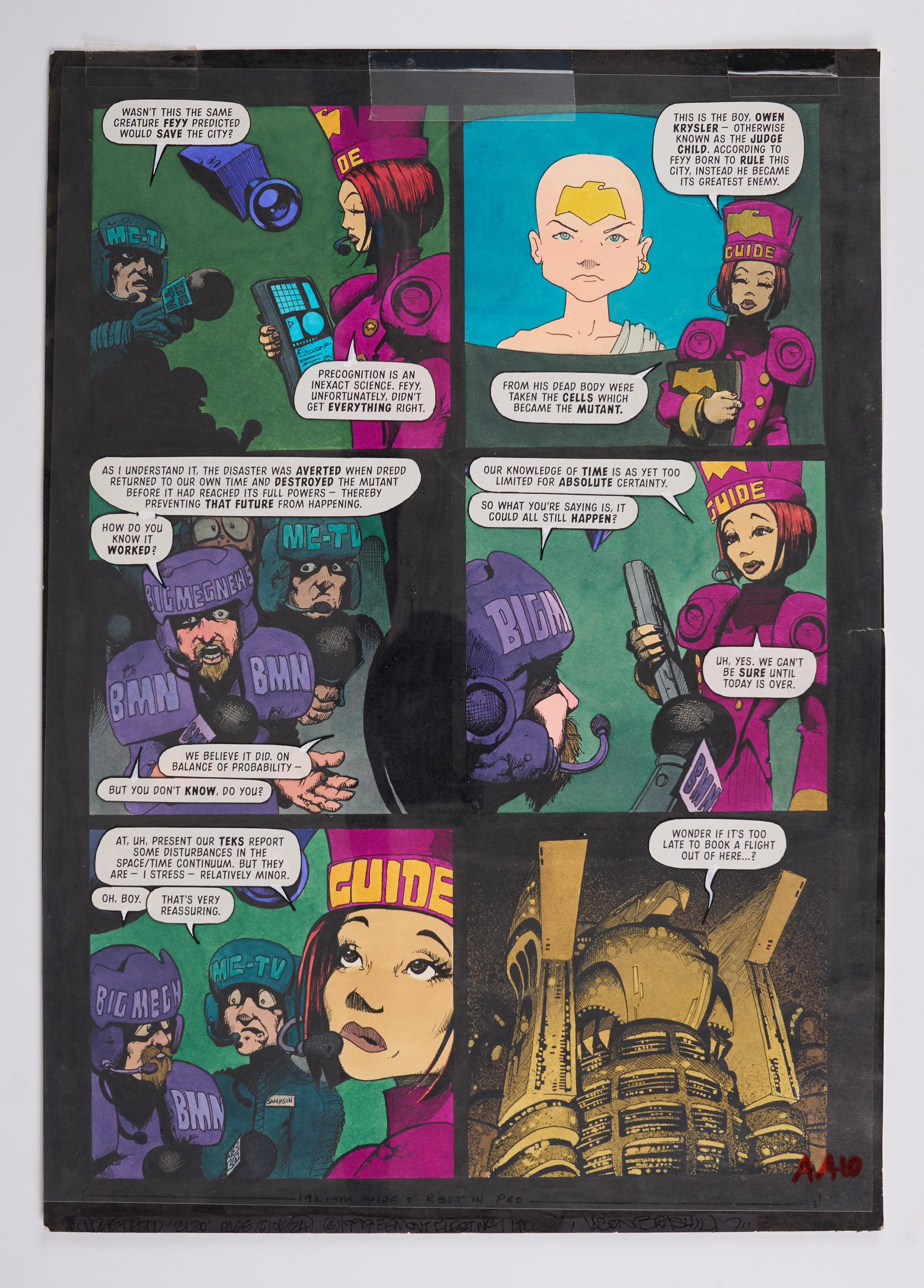 Jason Brashill 2000 AD Prog #1077 In The Year 2120 Colour Story Page Signed (Fleetway, 1998) Total 2