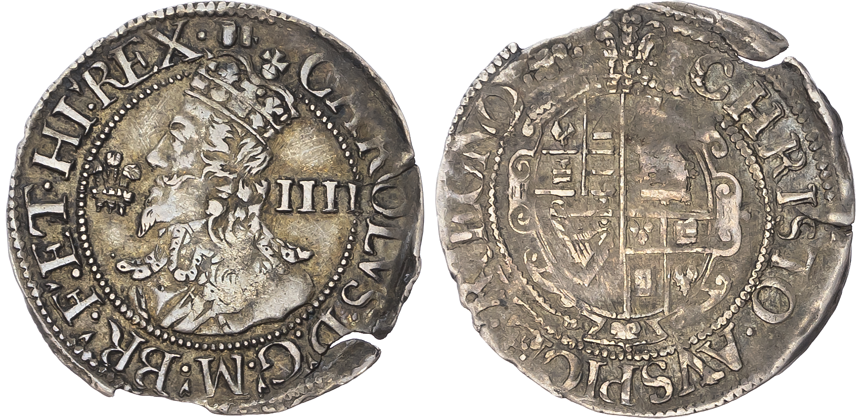 Charles I (1625-1649) Groat, Aberystwyth mint (1638/9-42), mintmark book. Large bust left, crown breaks inner circle. re…