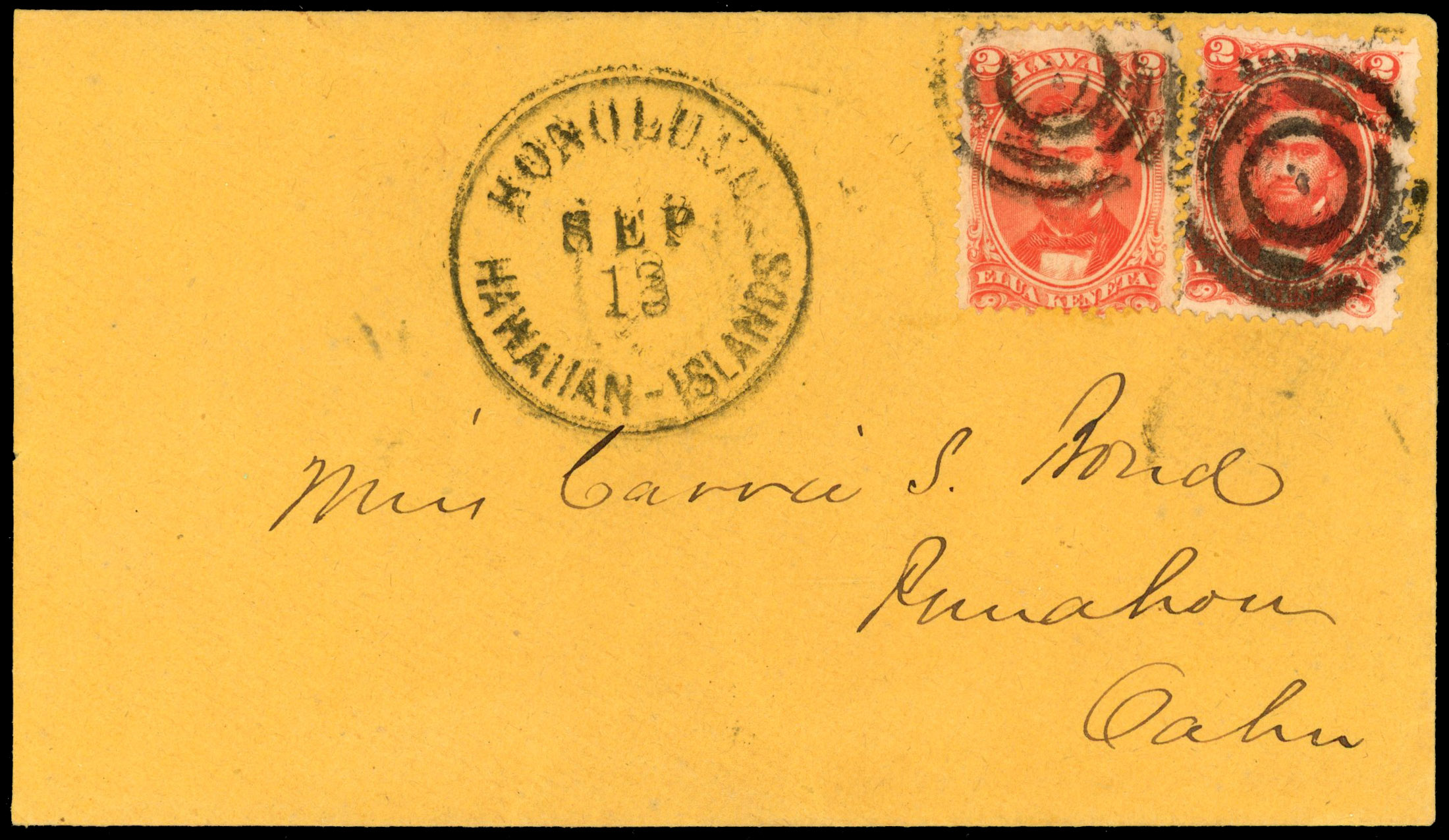 Hawaii Scott 31 2c (2) on locally addressed cover