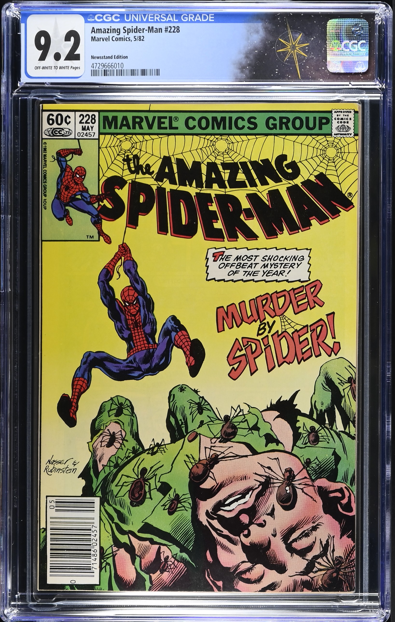 Amazing Spider-Man #228 CGC 9.2 Cover by Mike Nasser Newsstand Edition (Marvel Comics, 1982) Off-White to White Pages