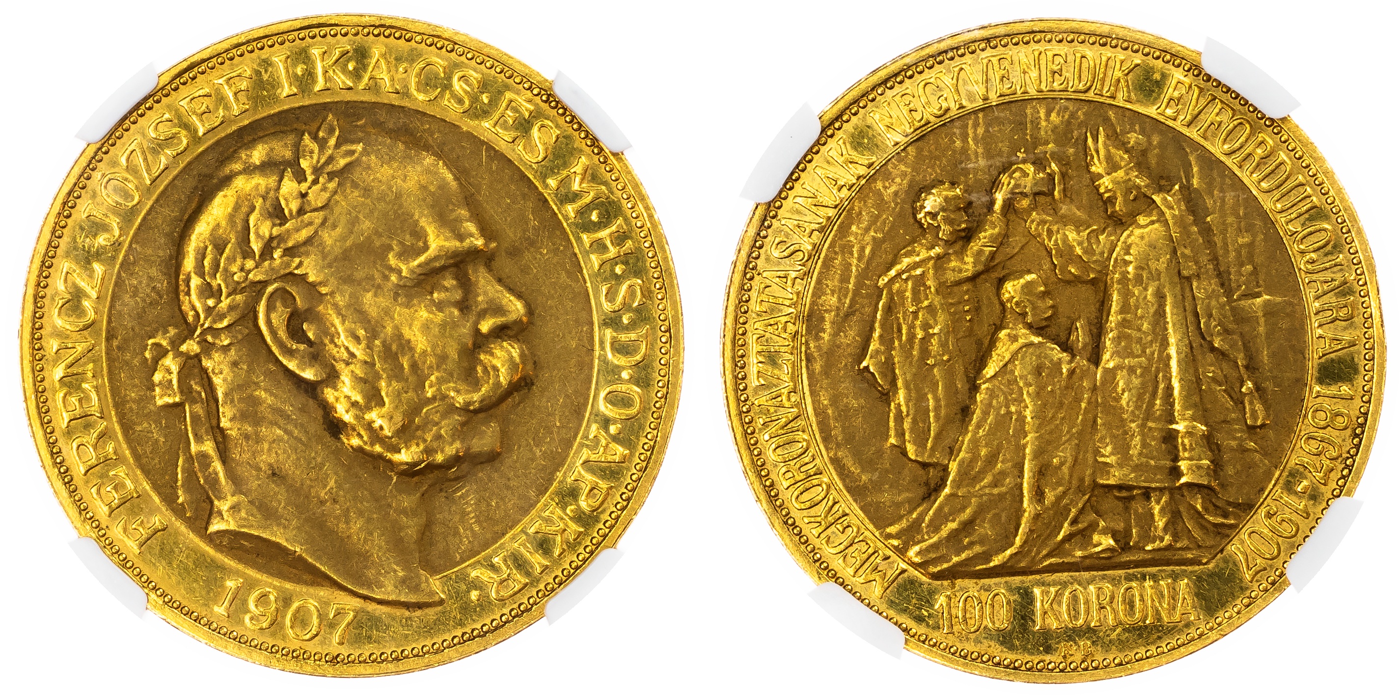 Hungary. Francis Joseph I AV 100 Korona, Coronation Issue. 1907.