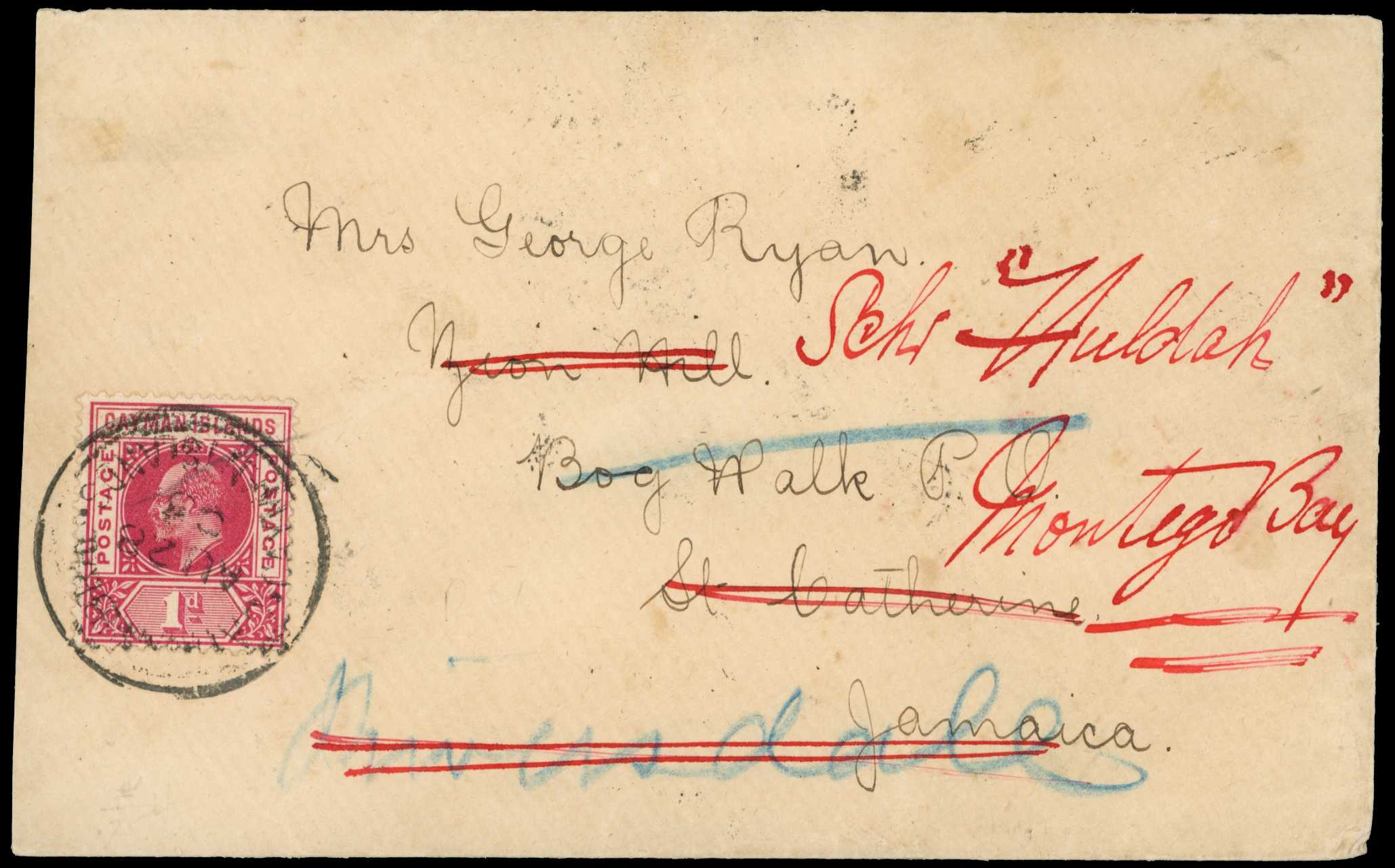 1903 cover with 1d carmine KEVII cancelled...
