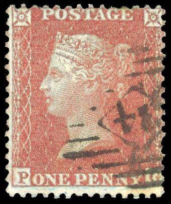 1855 1d Red-brown Pl.25 (Die II, Alphabet III, Wmk. Small Crown, Perf 14)