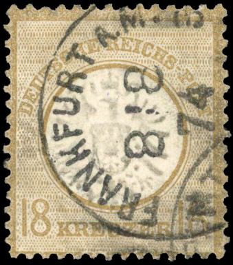 GERMANY: 1872 Large Shield 18k neatly cancelled with Frankfurt cds
