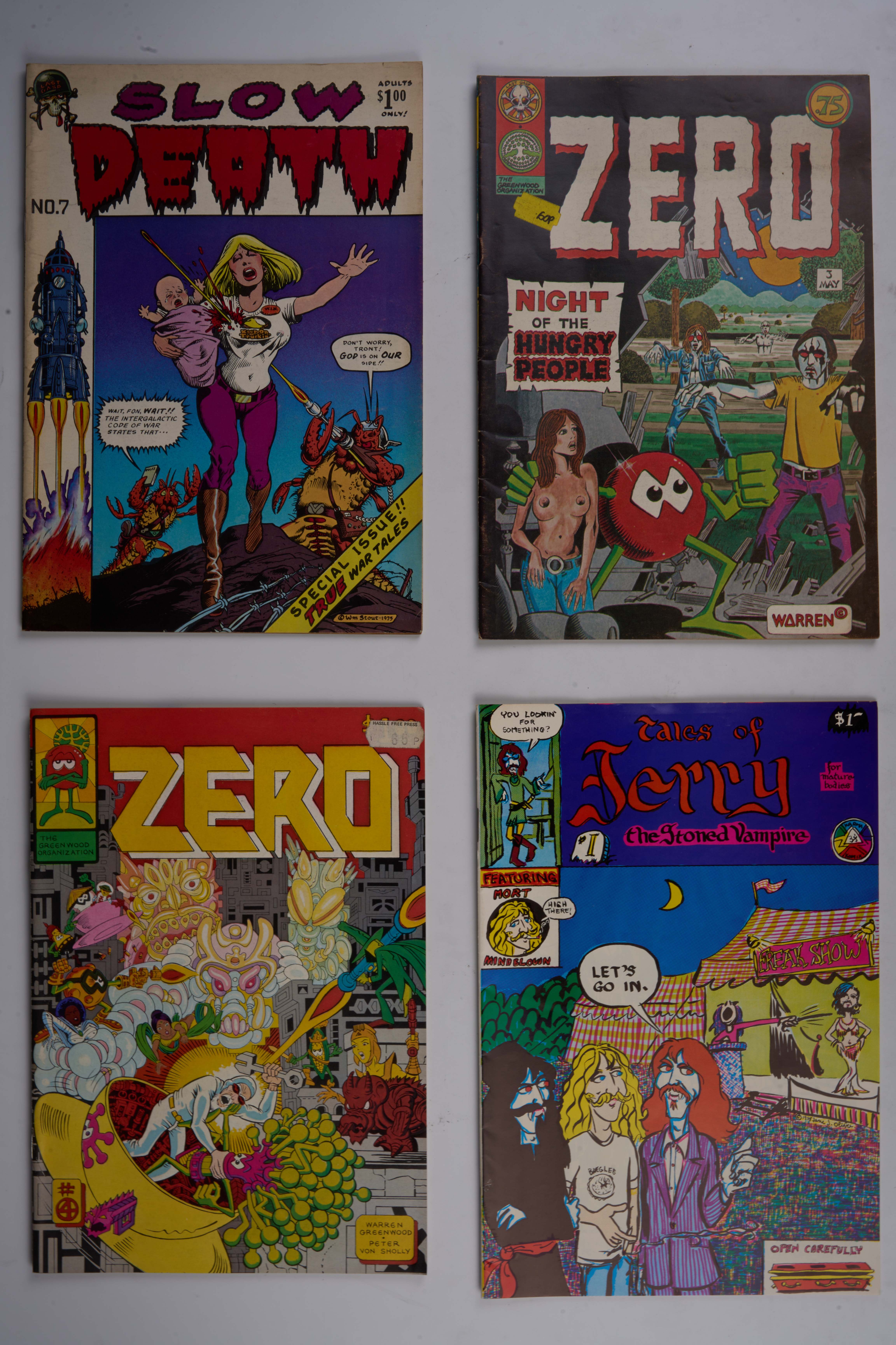 Slow Death, Zero, Tales of Jerry, Psychotic Adventures, & More (Last Gasp/Zero/Greenwood/Karma/Others, 1972-79) Bundle of 11