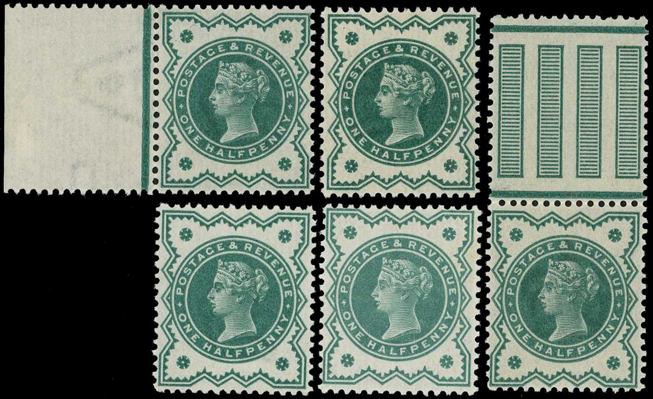 1900 ½d blue-green shades, unmounted o.g....