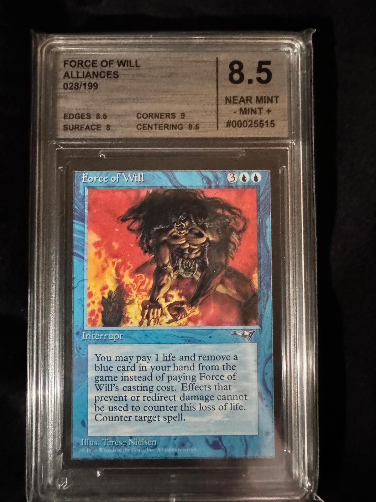 Magic The Gathering - Force of Will - Alliances - CMG 8.5 Near Mint/Mint 