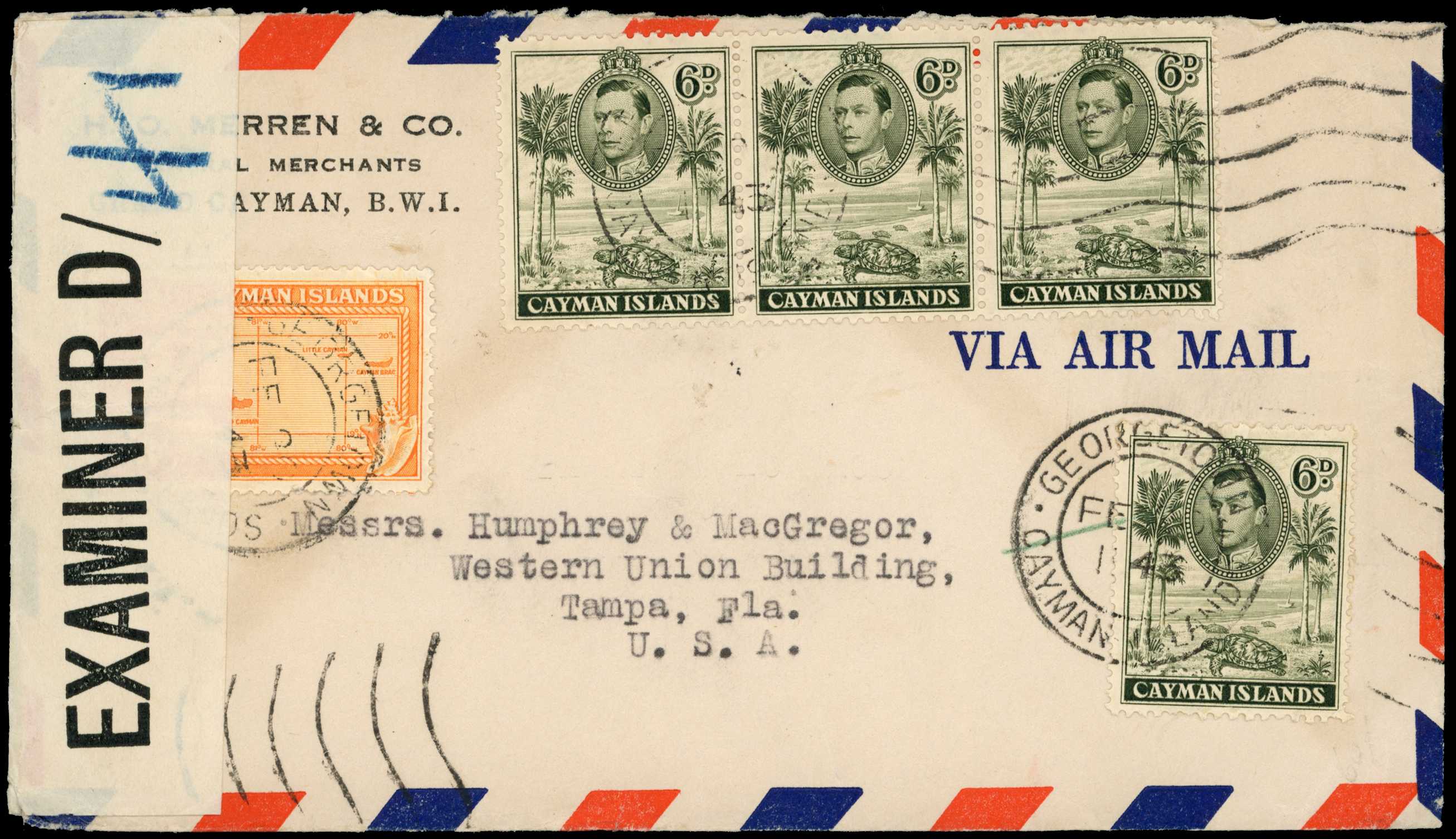 1943 Five censored covers addressed to the...