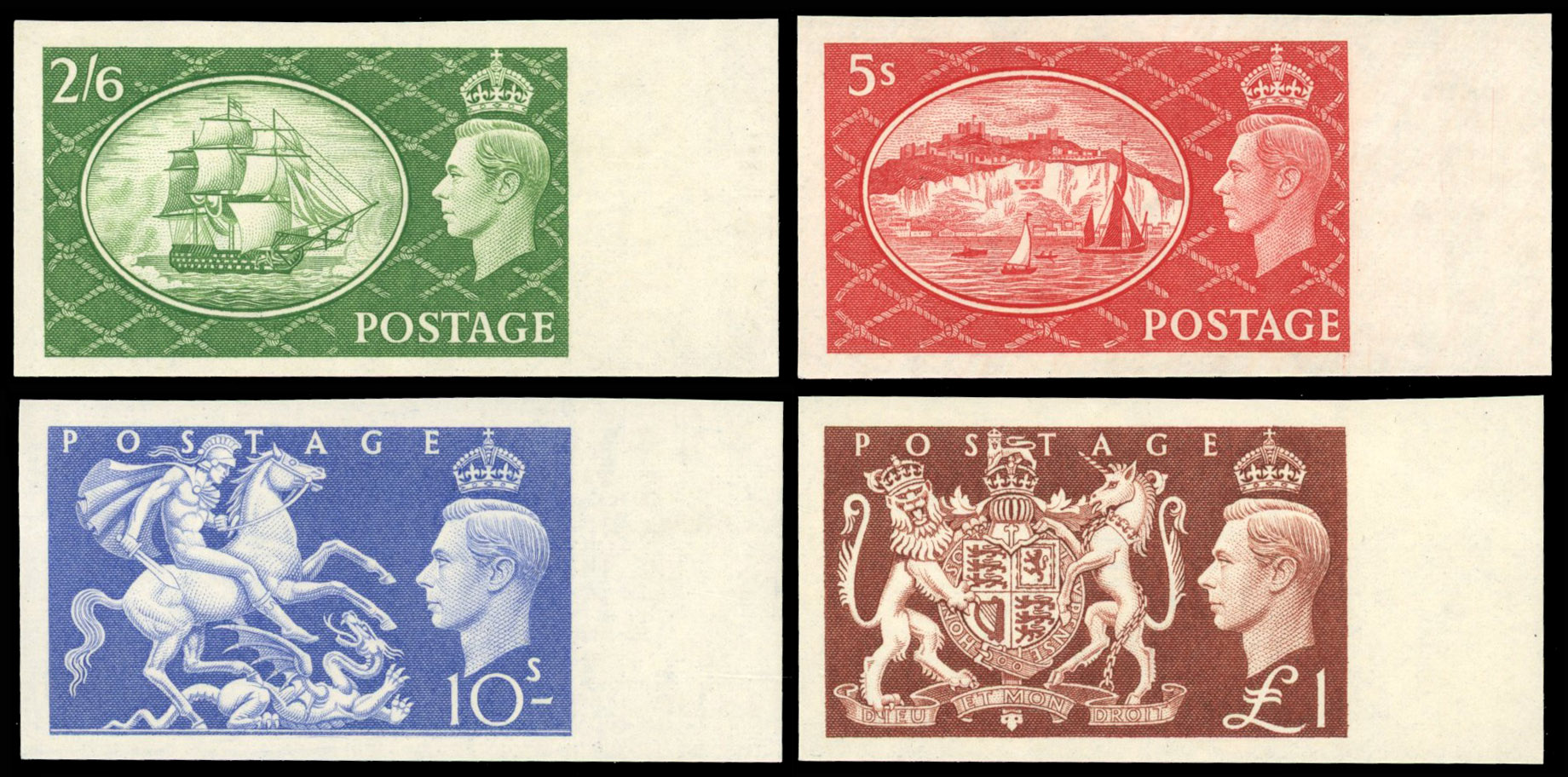 Great Britain 1951 2s6d-£1 "Festival" High Values, Set of Four, BPMA Imprimatur, SG 509/12