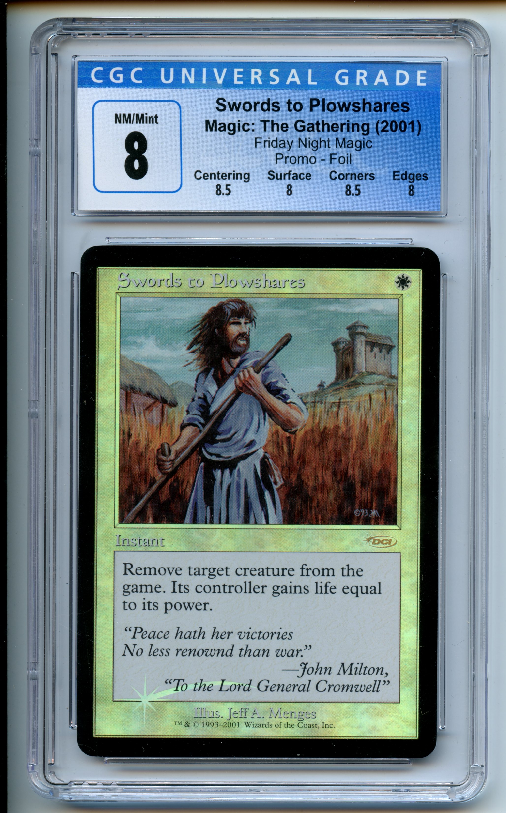 Magic The Gathering  - Swords to Plowshares  FOIL  - FNM Promo  - CGC 8