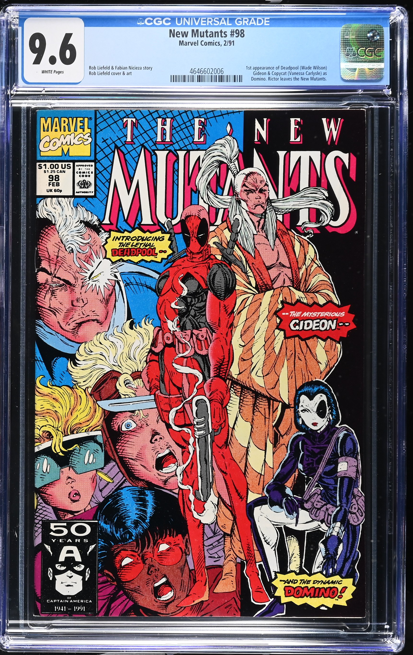 New Mutants #98 CGC 9.6 1st Appearance of Deadpool (Marvel Comics, 1991) White Pages