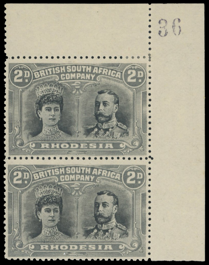 2d black and grey SG 126 pair, positions 5-10 mint