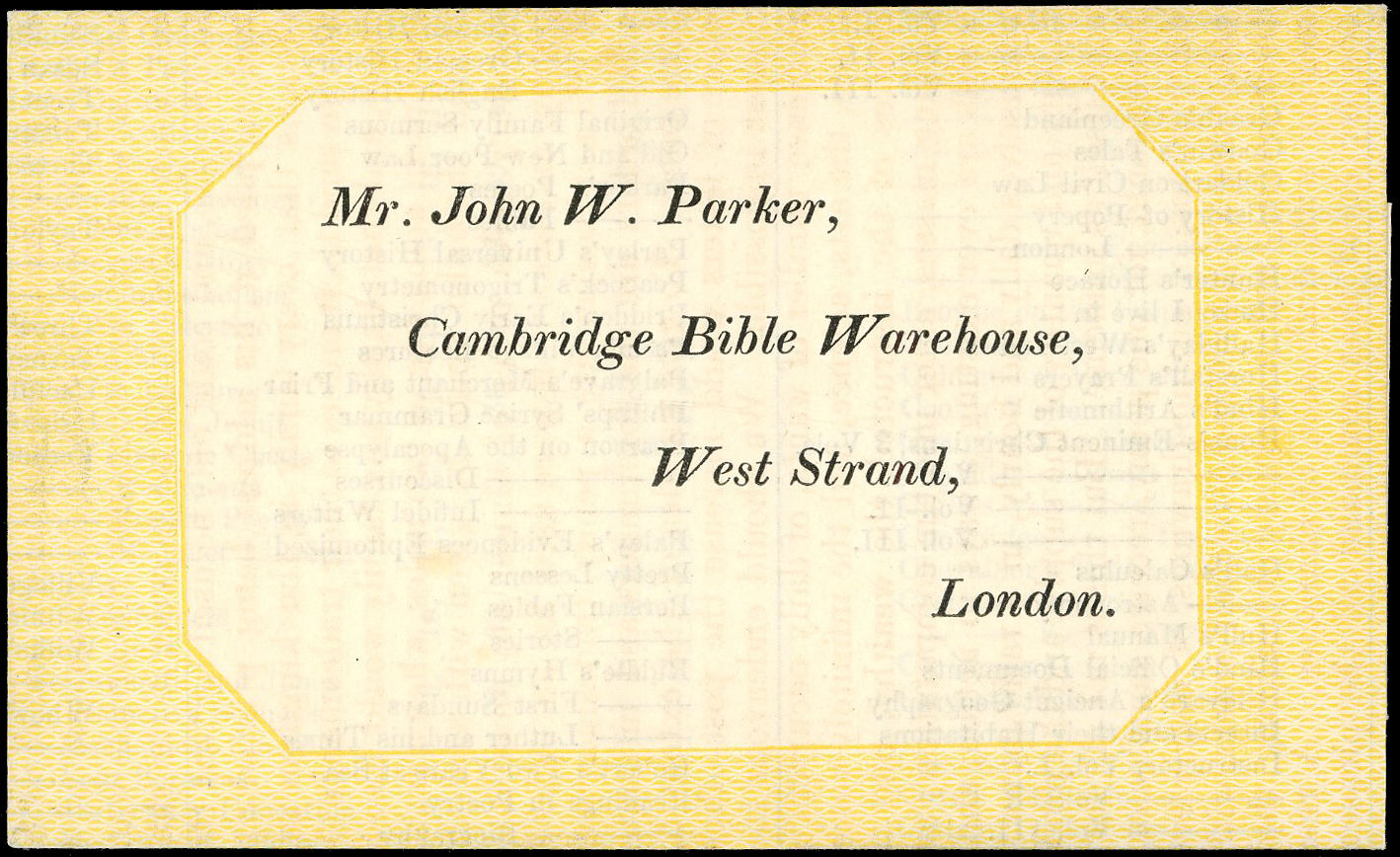1838 John W. Parker Lettersheet.