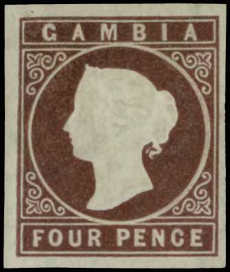 1874 4d brown, wmk CC, imperf with good to...