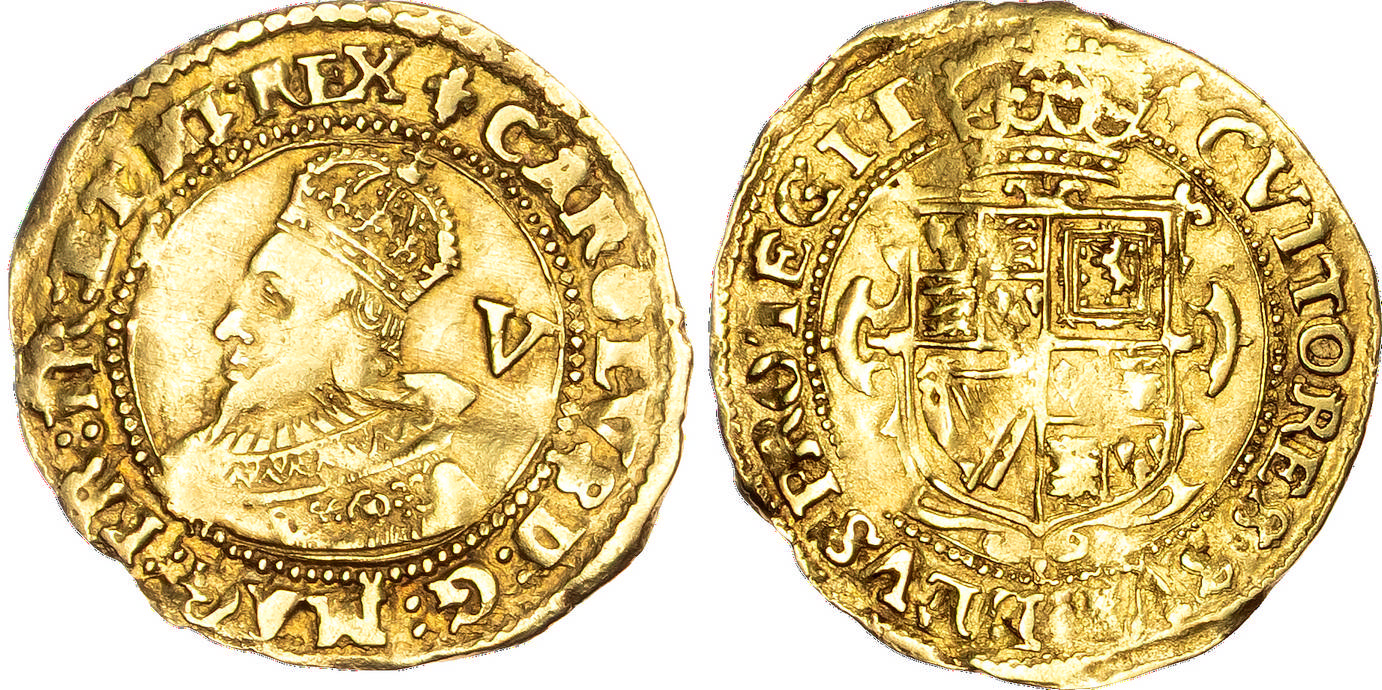 Charles I (1625-49), Gold Crown of Five Shillings, Tower mint, group A, Class I.
