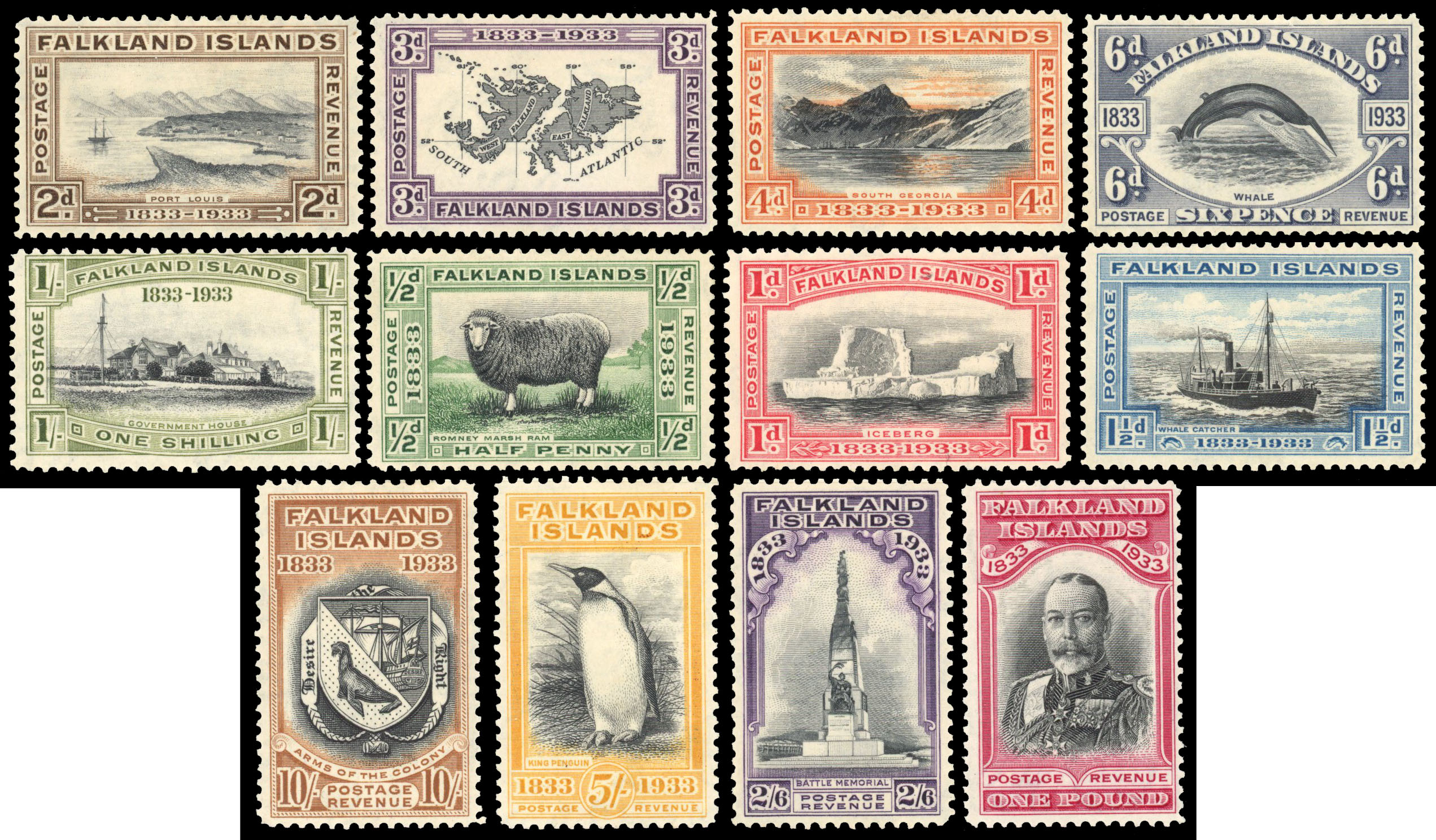 1933 Centenary of British Administration set of 12 to £1, some gum toning still fresh facially, large part o.g. SG 127/138