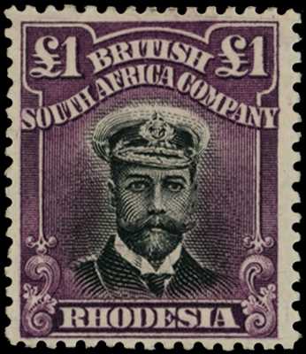 1913-7 £1 Head Die II, perf 14. Large part...