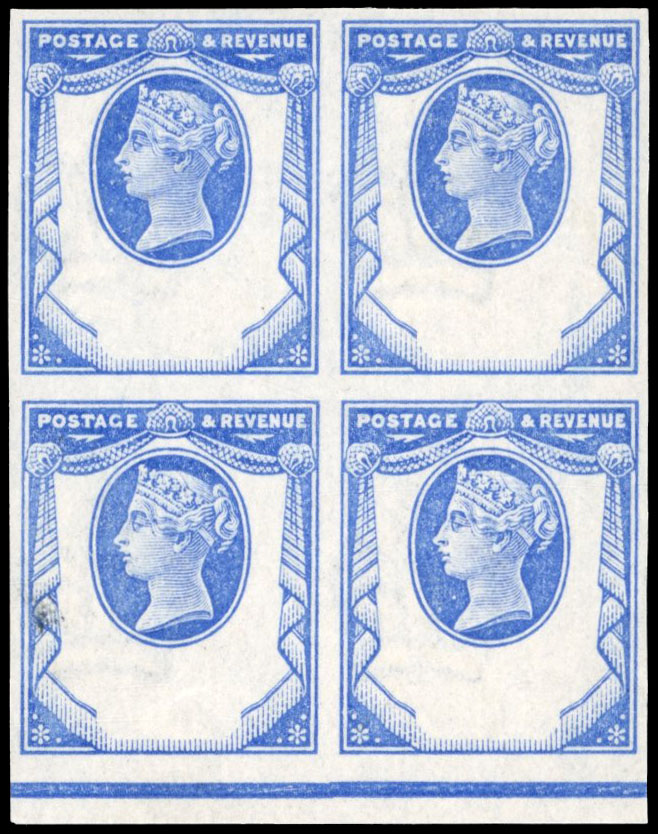 GB 1894 1½d Reply Paid essay in block of four mint