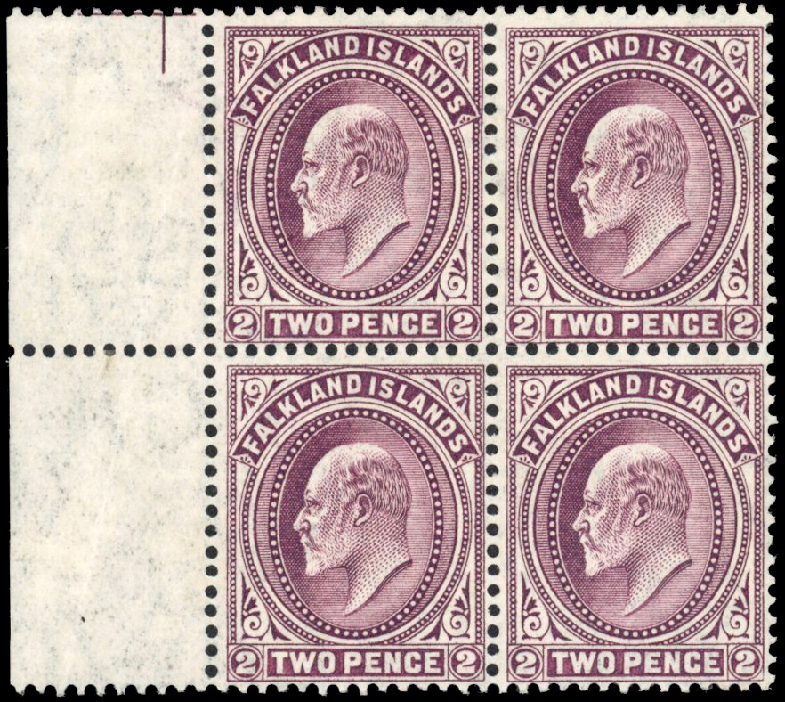 Falkland Islands SG 45ax in block of four 