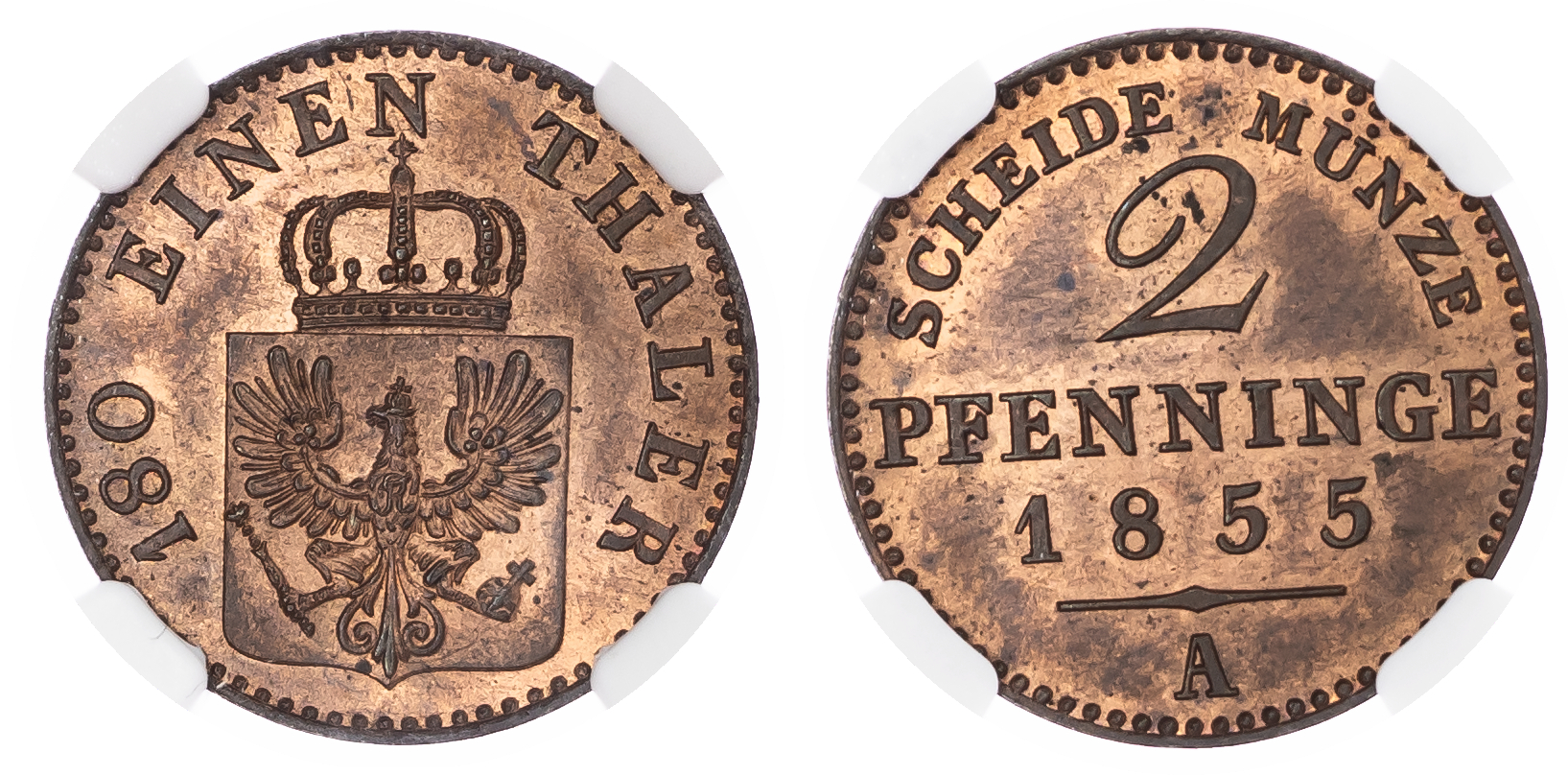 Germany, States. Prussia CU 2 Pfenninge. 1855A. 