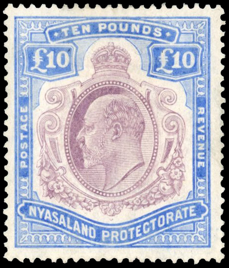 Nyasaland SG 82 1908 £10 mint