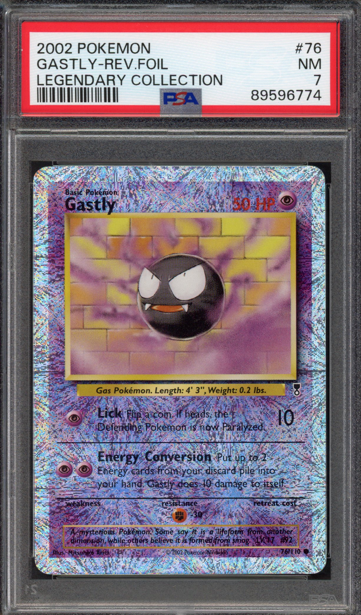 Pokémon TCG PSA 7 Gastly 76 Reverse Foil, Legendary Collection 