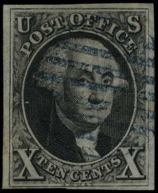 1847 10c black George Washington, a...