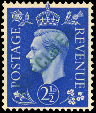 1937 2½d Ultramarine with SPECIMEN in green (SG466var)