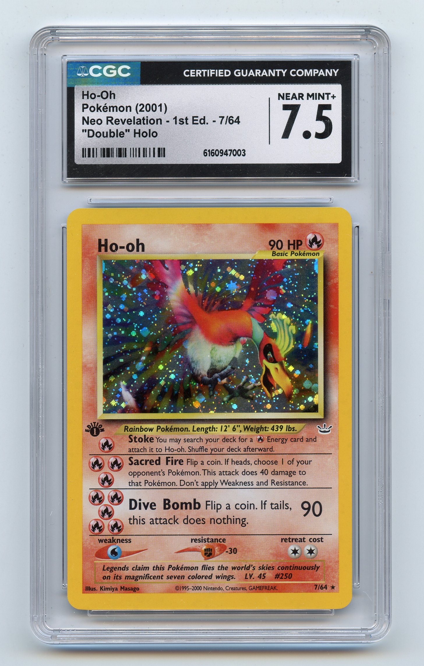 CGC 7.5 Ho-oh #7 1st Edition "Double" Holo - Neo Revelation
