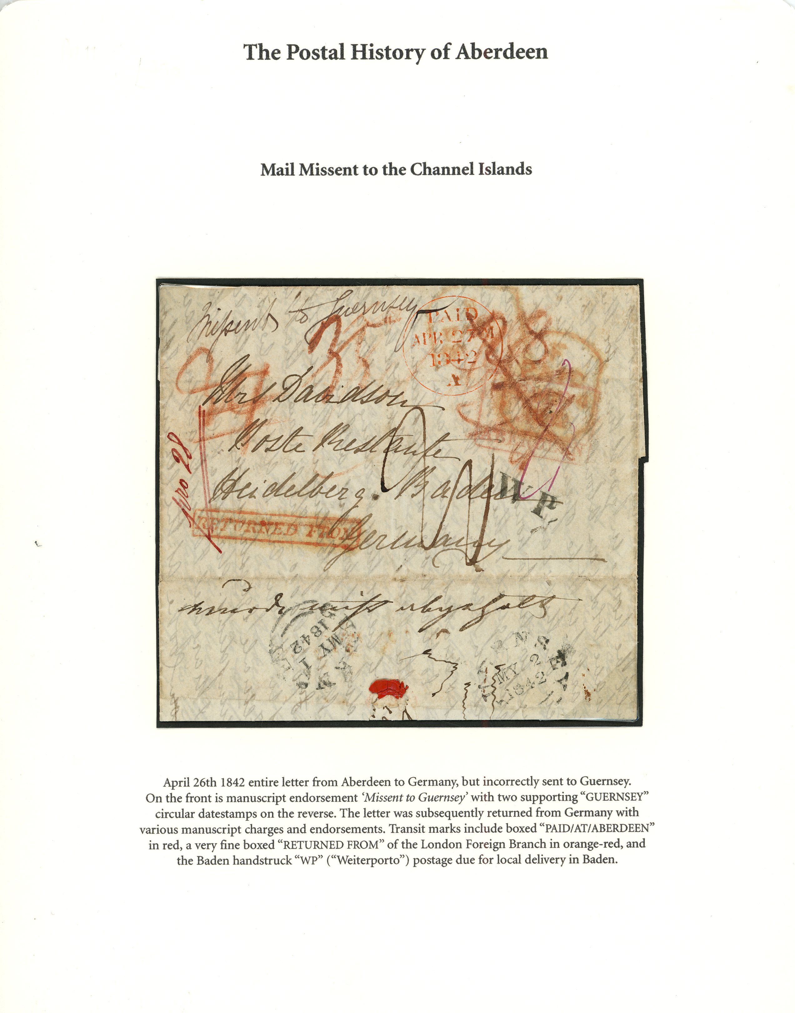 1842 (22th April) entire Aberdeen to Germany