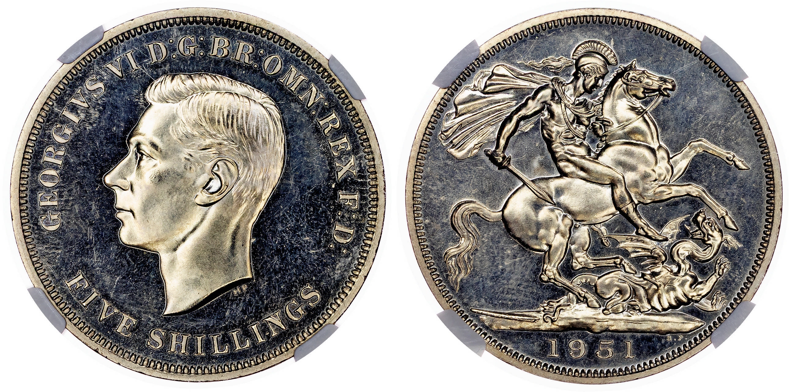George VI (1936-52), Proof Crown in cupro-nickel, 1951, Plain Edge Variety. NGC PL63+