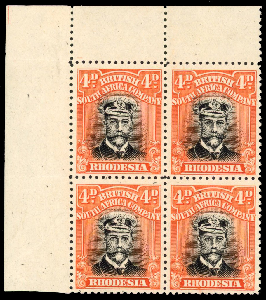 Rhodesia 4d SG 294 corner block mint